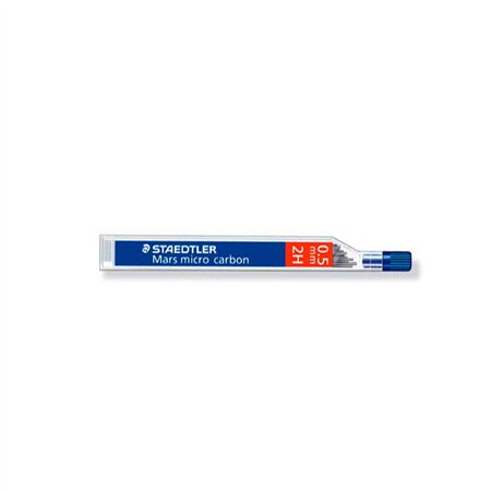 Tubo com 12 minas de grafite Staedtler Mars Micro Carbon 250 - Dureza 2H - Espessura da linha 0,5 mm - Alta resistência