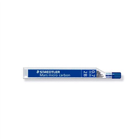 Tubo com 12 minas de grafite Staedtler Mars Micro Carbon 250 - Dureza 2B - Espessura da linha 0,7 mm - Alta resistência