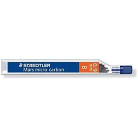 Tubo com 12 minas de grafite Staedtler Mars Micro Carbon 250 - Dureza B - Espessura da linha 0,9 mm - Alta resistência