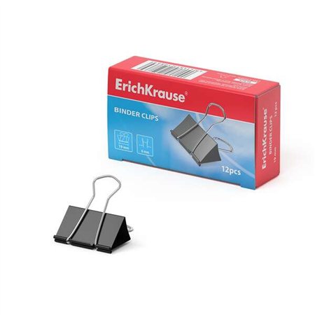Clips de Papel Erichkrause - Pacote com 12 unidades - Arame de aço de alta qualidade - Resistência reforçada - Suporta até 70 fo
