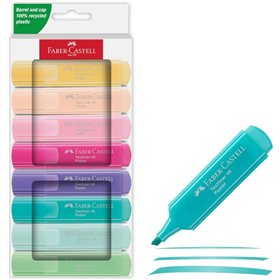 Faber-Castell Textliner 46 Pastel - Pacote com 8 Marcadores Fluorescentes - Ponta Chanfrada - Espessura da Linha entre 1mm e 5mm