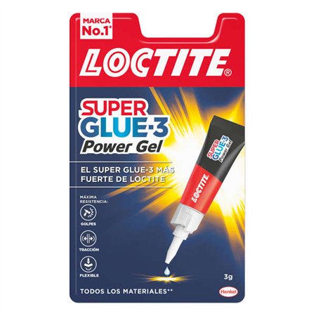 Loctite Superglue-3 Power Gel 3g - Adesivo instantâneo extra forte e flexível - Fórmula em gel enriquecida com partículas de bor