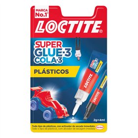 Cola Loctite Superglue-3 para Plásticos Rígidos 2g + Ativador 4ml - Cola Líquida Transparente - Formulada para Plásticos Rígidos