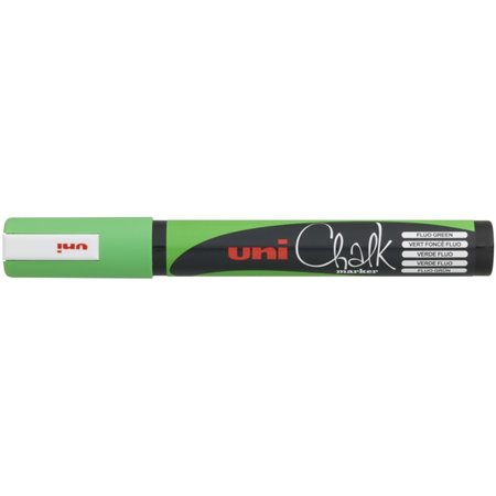 Marcador de giz líquido Uni-ball PWE-5M - Ponta cônica de 1,8 a 2,5 mm - Apagável com água - Resistente à chuva - Verde