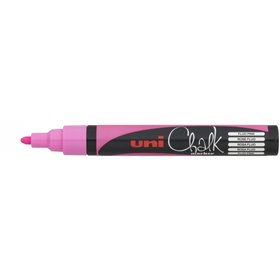 Marcador de giz líquido Uni-ball PWE-5M - Ponta cônica de 1,8 a 2,5 mm - Apagável com água - Resistente à chuva - Rosa