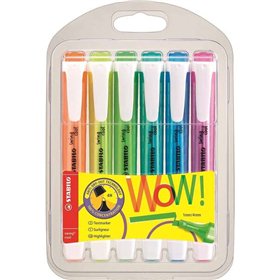 Kit com 6 Marcadores Fluorescentes Stabilo Swing Cool - Corpo Plano - Ponta Chanfrada - Espessura da Linha entre 1 e 4 mm - Tint