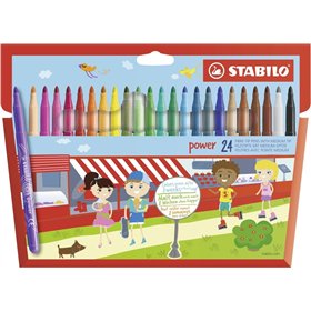 Kit Stabilo Power Pack com 24 Marcadores Coloridos - Ponta Média de 2mm - Tinta Lavável - Tampa Ventilada - Cores Sortidas