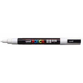 Marcador de tinta Posca PC-3M - Ponta cônica de poliéster de 0,9 a 1,3 mm - Tinta à base de água - Resistente à luz - Branco