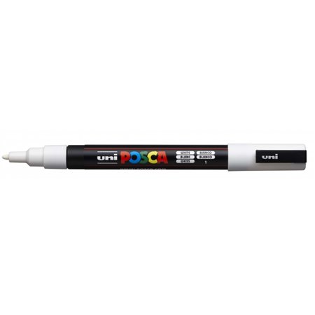 Marcador de tinta Posca PC-3M - Ponta cônica de poliéster de 0,9 a 1,3 mm - Tinta à base de água - Resistente à luz - Branco