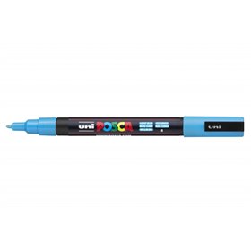 Marcador de tinta Posca PC-3M - Ponta cônica de poliéster de 0,9 a 1,3 mm - Tinta à base de água - Resistente à luz - Azul claro
