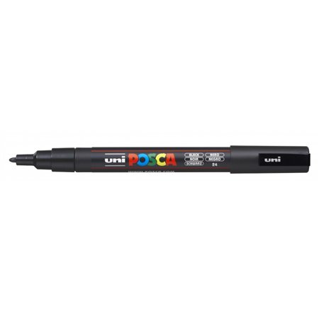 Marcador de tinta Posca PC-3M - Ponta cônica de poliéster de 0,9 a 1,3 mm - Tinta à base de água - Resistente à luz - Preto