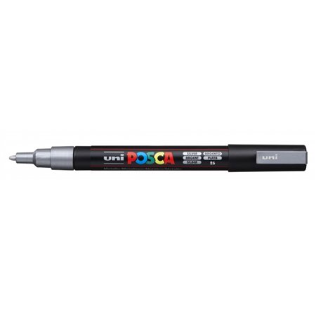 Marcador de tinta Posca PC-3M - Ponta cônica de poliéster de 0,9 a 1,3 mm - Tinta à base de água - Resistente à luz - Prata