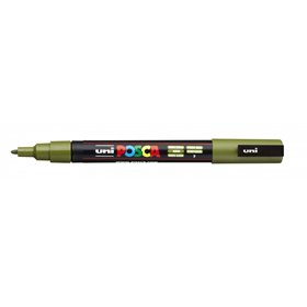 Marcador de tinta Posca PC-3M - Ponta cônica de poliéster 0,9-1,3 mm - Tinta à base de água - Resistente à luz - Cor verde cáqui
