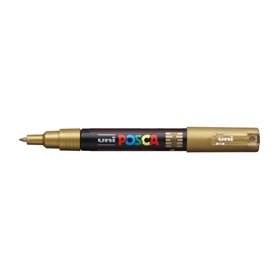 Marcador de tinta Posca PC-1M - Ponta cônica de poliéster de 0,7 mm - Tinta à base de água - Resistente à luz - Cor dourada