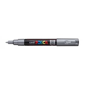 Marcador de tinta Posca PC-1M - Ponta cônica de poliéster de 0,7 mm - Tinta à base de água - Resistente à luz - Prata