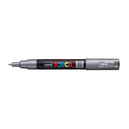 Marcador de tinta Posca PC-1M - Ponta cônica de poliéster de 0,7 mm - Tinta à base de água - Resistente à luz - Prata