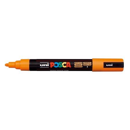 Marcador de tinta Posca PC-5M - Ponta redonda de 1,8 a 2,5 mm - Tinta à base de água - Resistente à luz - Não permanente - Laran