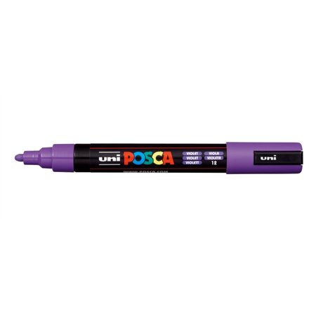 Marcador de tinta Posca PC-5M - Ponta redonda de 1,8 a 2,5 mm - Tinta à base de água - Resistente à luz - Não permanente - Viole