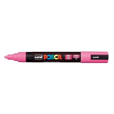 Marcador de tinta Posca PC-5M - Ponta redonda de 1,8 a 2,5 mm - Tinta à base de água - Resistente à luz - Não permanente - Rosa