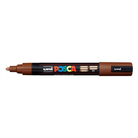 Marcador de tinta Posca PC-5M - Ponta redonda de 1,8 a 2,5 mm - Tinta à base de água - Resistente à luz - Não permanente - Marro