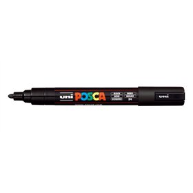 Marcador de tinta Posca PC-5M - Ponta redonda de 1,8 a 2,5 mm - Tinta à base de água - Resistente à luz - Preto