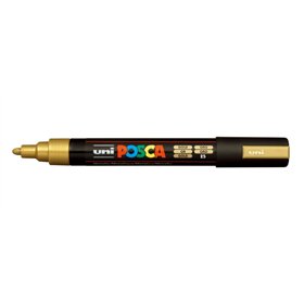 Marcador de tinta Posca PC-5M - Ponta de poliéster de 1,8 a 2,5 mm - Tinta à base de água - Resistente à luz - Cor dourada