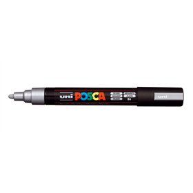 Marcador de tinta Posca PC-5M - Ponta de poliéster de 1,8 a 2,5 mm - Tinta à base de água - Resistente à luz - Prata