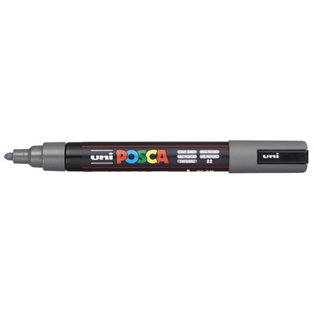 Marcador de tinta Posca PC-5M - Ponta redonda de 1,8 a 2,5 mm - Tinta à base de água - Resistente à luz - Cinza escuro