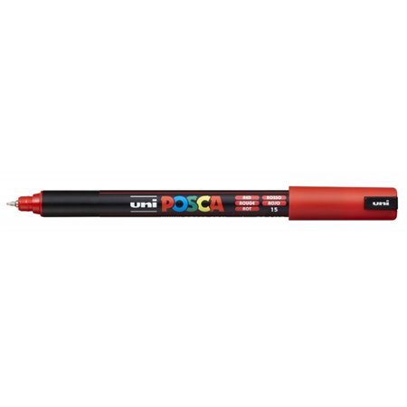 Marcador de tinta Posca PC-1MR - Ponta de rolo de fibra de 0,7 mm - Tinta pigmentada à base de água - Resistente à luz - Vermelh