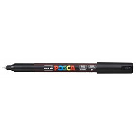 Marcador de tinta Posca PC-1MR - Ponta de rolo de fibra de 0,7 mm - Tinta pigmentada à base de água - Resistente à luz - Preto