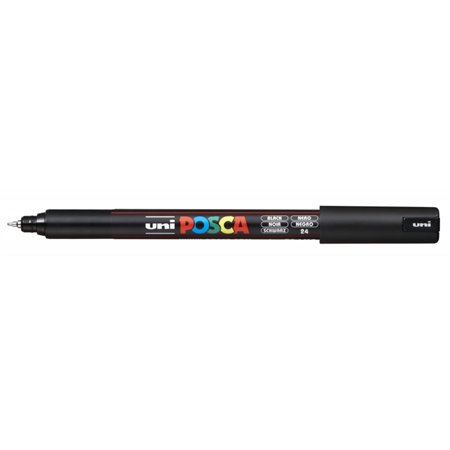 Marcador de tinta Posca PC-1MR - Ponta de rolo de fibra de 0,7 mm - Tinta pigmentada à base de água - Resistente à luz - Preto