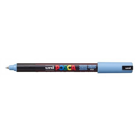 Marcador de tinta Posca PC-1MR - Ponta de rolo de fibra de 0,7 mm - Tinta pigmentada à base de água - Resistente à luz - Azul Gl