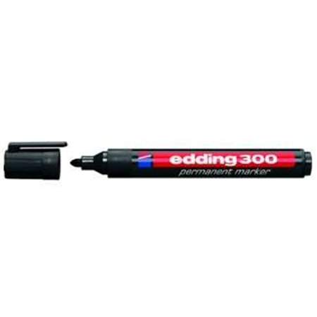 Marcador permanente Edding 300 - Ponta redonda - Espessura da linha entre 1,5 e 3 mm - Tinta praticamente inodora - Tampa com cl