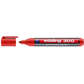 Marcador permanente Edding 300 - Ponta redonda - Espessura da linha entre 1,5 e 3 mm - Tinta praticamente inodora - Tampa com cl
