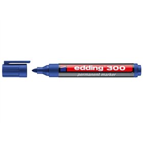 Marcador permanente Edding 300 - Ponta redonda - Espessura da linha entre 1,5 e 3 mm - Tinta praticamente inodora - Tampa com cl