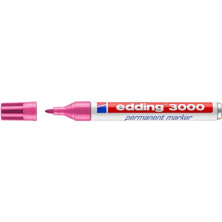 Marcador permanente Edding 3000 - Ponta redonda de 1,5 mm - Espessura da linha entre 1,5 e 3 mm - Recarregável - Secagem rápida 