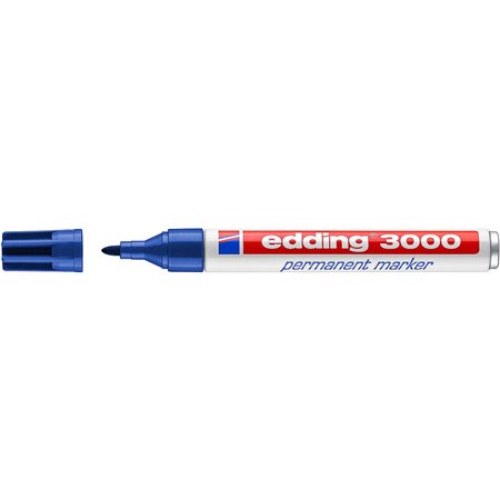 Marcador permanente Edding 3000 - Ponta redonda de 1,5 mm - Espessura da linha entre 1,5 e 3 mm - Recarregável - Secagem rápida 
