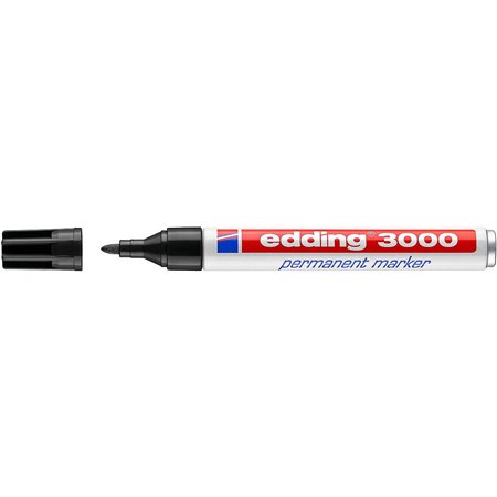Marcador permanente Edding 3000 - Ponta redonda de 1,5 mm - Espessura da linha entre 1,5 e 3 mm - Recarregável - Secagem rápida 