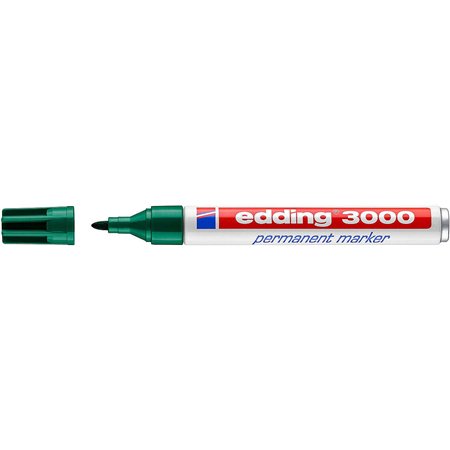Marcador permanente Edding 3000 - Ponta redonda de 1,5 mm - Espessura da linha entre 1,5 e 3 mm - Recarregável - Secagem rápida 