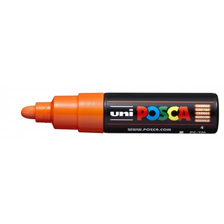 Marcador de tinta Posca PC-7M - Ponta redonda de 4,5 a 5,5 mm - Tinta à base de água - Resistente à luz - Laranja