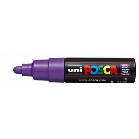 Marcador de tinta Posca PC-7M - Ponta redonda de 4,5 a 5,5 mm - Tinta à base de água - Resistente à luz - Não permanente - Viole