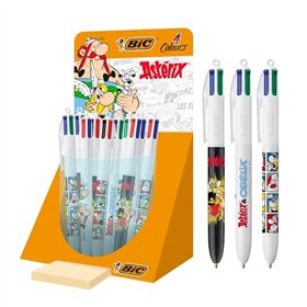 Conjunto Bic Asterix com 30 Canetas Esferográficas Retráteis, 4 Cores, Desenhos de Quadrinhos do Asterix - Ponta Média de 1,0 mm