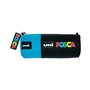 Estojo de lona Posca 8,5x19,5cm - Ideal para marcadores e material escolar - Fecho com zíper - Preto/Azul