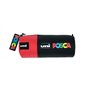 Estojo de lona Posca 8,5x19,5cm - Ideal para marcadores e material escolar - Fecho com zíper - Preto/Vermelho