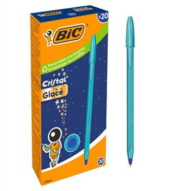Caneta Esferográfica Bic Cristal Glace - Corpo Azul Metálico Fosco Opaco - Ponta Redonda de 1mm - Largura da Linha de 0,4mm - Ti
