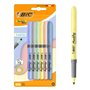 Conjunto de 6 Marcadores Fluorescentes Bic Highlighter Grip Pastel - Ponta Chanfrada - Espessura da Linha entre 1,60 e 3,30 mm -