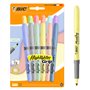 Conjunto de 12 Marcadores Fluorescentes Bic Highlighter Grip Pastel - Ponta Chanfrada - Espessura da Linha entre 1,60 e 3,30 mm 
