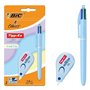 Conjunto Bic 4 Cores Pastel com 1 Caneta Esferográfica Retrátil em 4 Cores + Corretivo Líquido Tipp-Ex Mini Pocket Mouse Pastel 