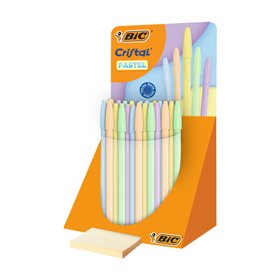 Estojo expositor Bic Cristal Pastel com 40 canetas esferográficas - Corpo opaco em tons pastel - Ponta redonda de 1 mm - Traço d