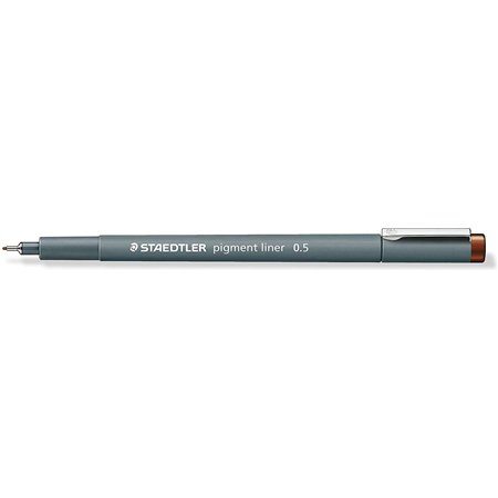 Caneta Staedtler Pigment Liner 308 Fineliner - Espessura da linha 0,5 mm - Secagem rápida - Marrom